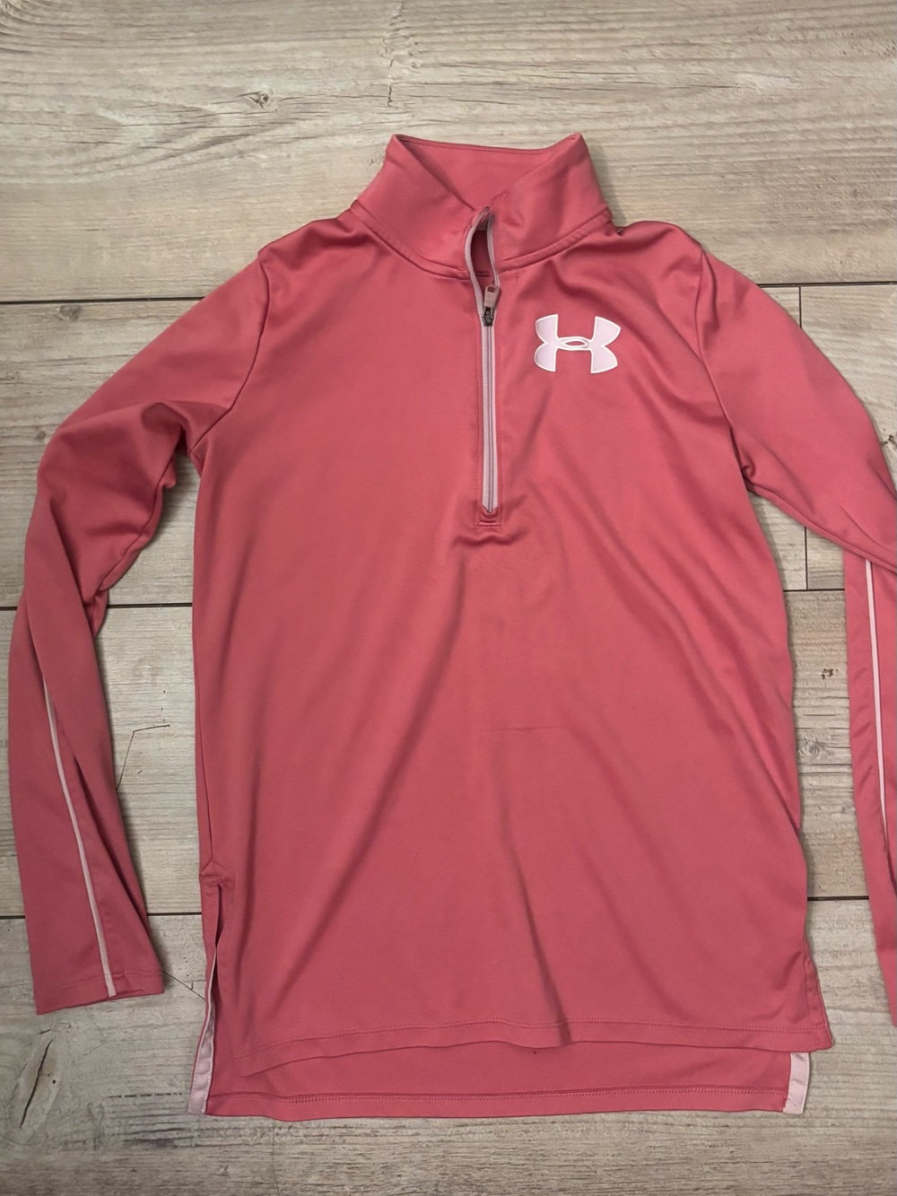 Under Armour Heat Gear Girls Youth Large Pink 1/4 Zip Loose Fit EUC